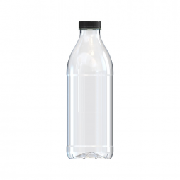 Botella 1 Litro PET Cilindrica + Tampa - Caixa/Palet