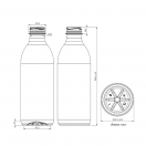 Botella 1 Litro PET Cilindrica + Tampa - Caixa/Palet