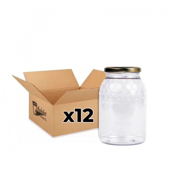 Tarro PET 1Kg Miel Celdilla TO 077 (Caja 12 Unid.)